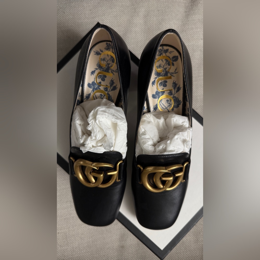 Brand New Gucci Malaga Kid Pumps Vintage Bordeaux Leather Size 37